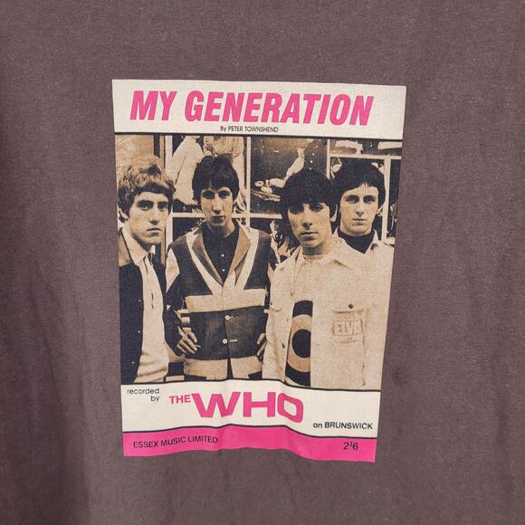 Vintage The Who My Generation brown short sleeved t-shirt Tultex size XL 90s - Picture 2 of 8